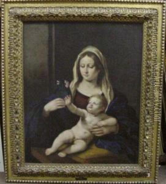 Madonna And Child With Flowers Oil Painting - Cesare Gennari