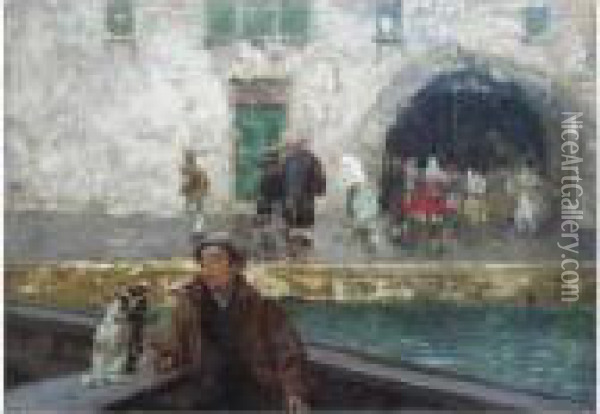 Venetian Boatboy Oil Painting - Mose Bianchi