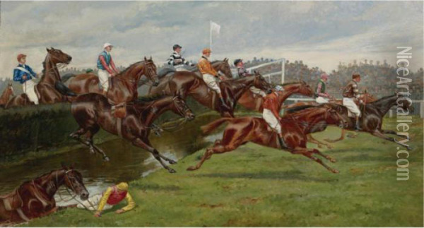 The Liverpool Grand National At Aintree Oil Painting - George Derville Rowlandson