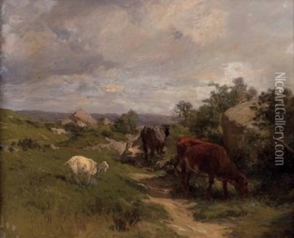 Ziege Und Weidende Kuhe Oil Painting - Charles Henry Buttrick