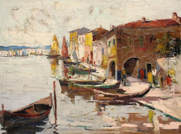 Harbour Oil Painting - Rudolf Negely