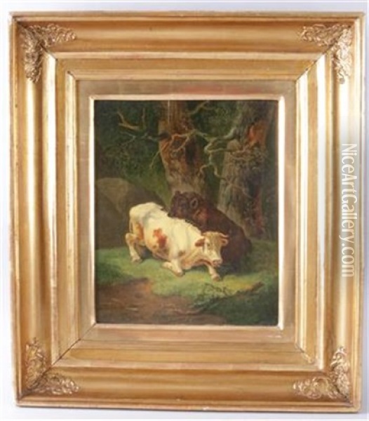 Bar Reisst Eine Kuh Oil Painting - Alexander Johann Dallinger Von Dalling