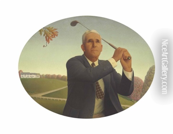 The American Golfer Oil Painting - Grant Wood