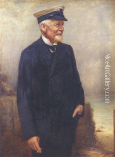 Portrait Of A Gentleman In Yachting Attire (lord Godolphin, 10th Duke Of Leads?) Oil Painting - Lance Calkin