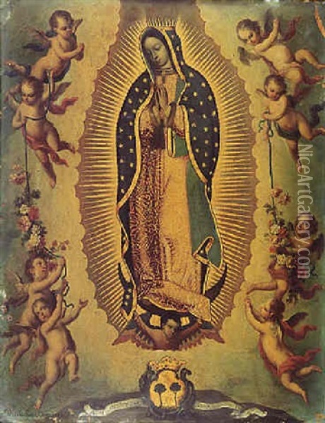 Virgen De Guadalupe Oil Painting - Juan Patricio Morlete Ruiz