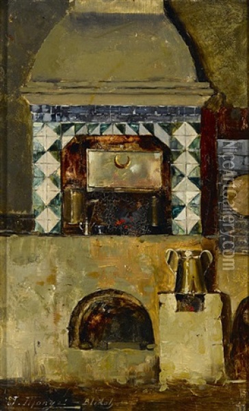 An Islamic Interior Oil Painting - Jules Monge