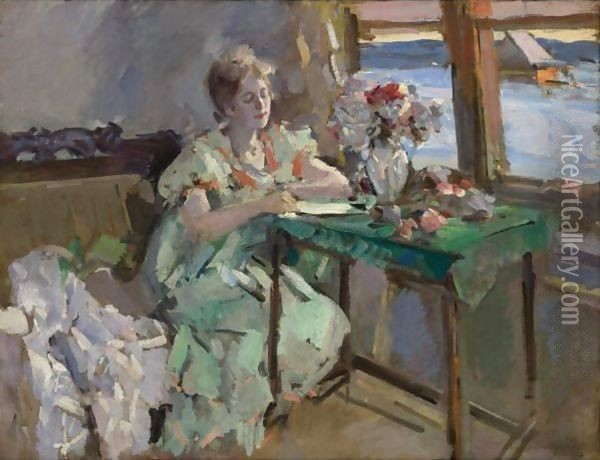 By The Window Oil Painting - Konstantin Alexeievitch Korovin