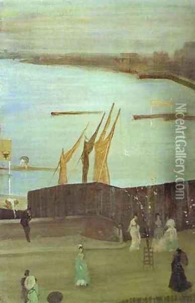 Variations In Pink And Grey Chelsea 1871 2 Oil Painting - James Abbott McNeill Whistler