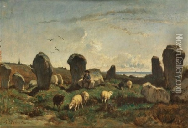 Megalithes En Bretagne Oil Painting - Felix Saturnin Brissot de Warville