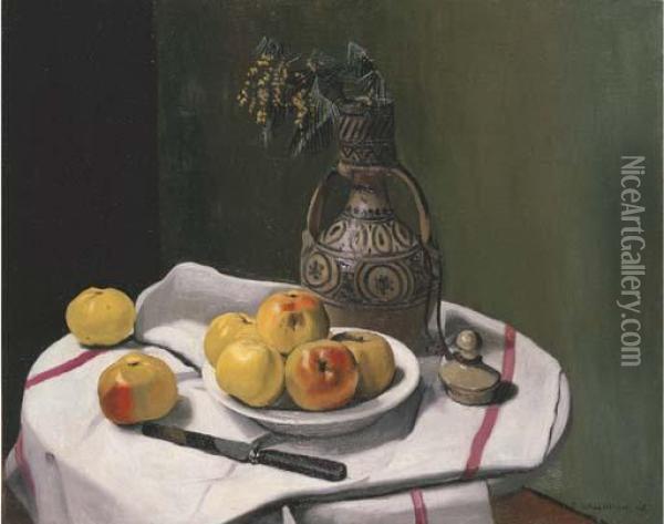 Pommes Et Vase Marocain Oil Painting - Felix Edouard Vallotton
