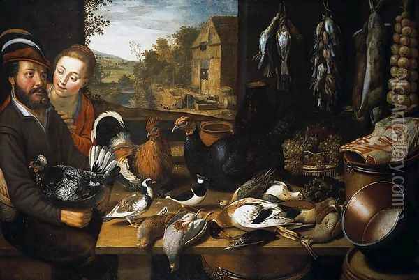Larder Still-Life 1621 Oil Painting - Floris Gerritsz. van Schooten