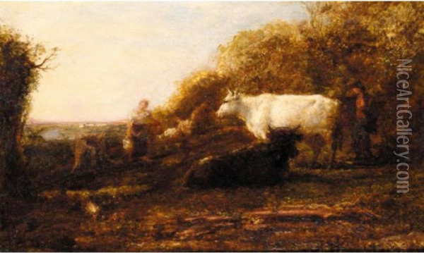 Milking Time Oil Painting - John Linnell