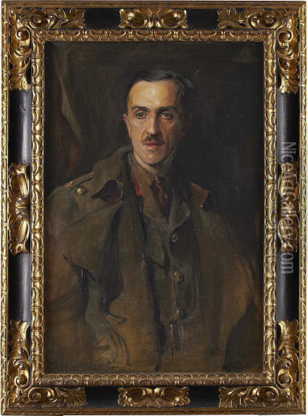 Half Length Portrait Of Major Henry Frederick Elliot Lewin Oil Painting - Philip Alexius De Laszlo