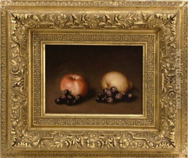 Still Life Of Apples And Grapes Oil Painting - Joseph Decker