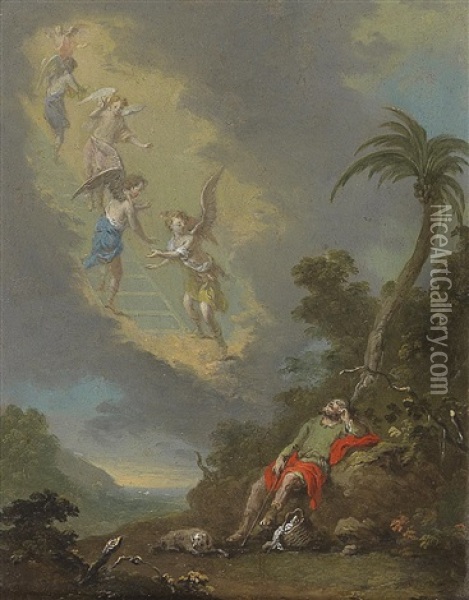 Jakobs Traum Von Der Himmelsleiter Oil Painting - Johann Jakob Norbert Grund