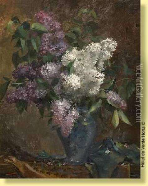 Vase Fleuri De Lilas Oil Painting - Eugene Bertrand