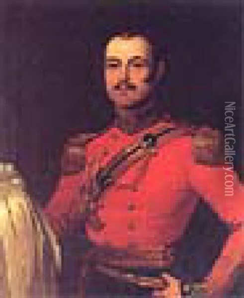 Portrait Of Lt. Col. John Townshend Wearing Uniform Oil Painting - George Hayter
