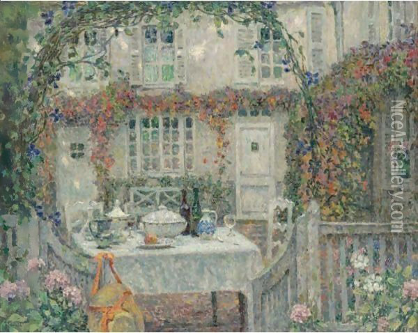 La Table, Automne, Gerberoy Oil Painting - Henri Eugene Augustin Le Sidaner