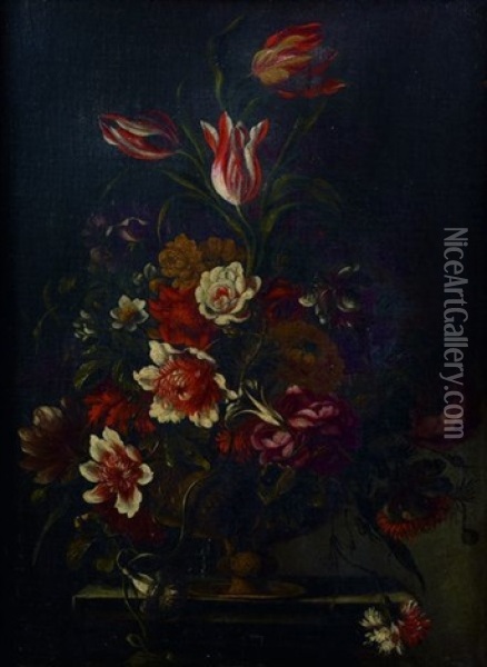 Nature Morte Au Bouquet De Fleurs Oil Painting - Mario Nuzzi