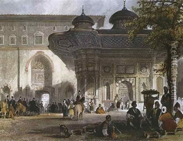 Imperial gate of Topkapi Palace and fountain of Sultan Ahmed III, Istanbul Oil Painting - Allote