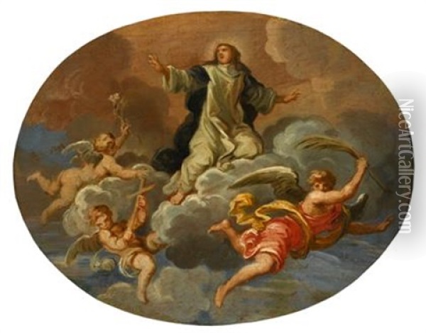 Assumption Of A Female Saint Oil Painting - Louis Galloche