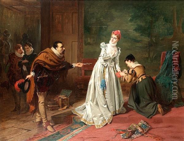 A Helping Hand Oil Painting - Edward Charles Barnes