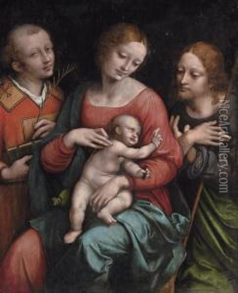 The Madonna And Child With Saint Stephen And Saint John Thebaptist Oil Painting - Giampietrino
