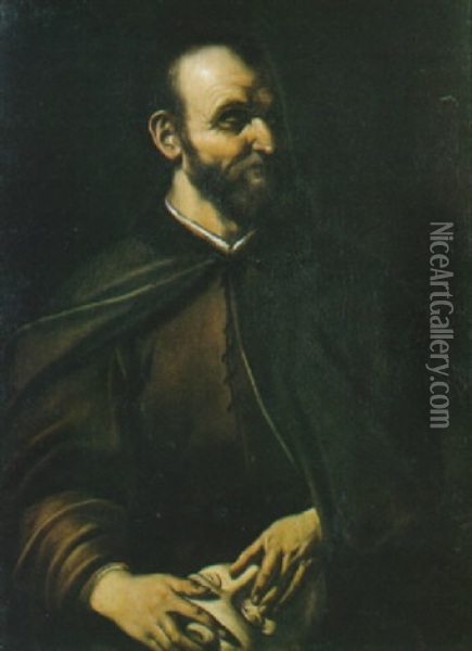 Carneade Con La Statua Della Testa Di Panisco (allegoria Del Tatto) Oil Painting - Jusepe de Ribera