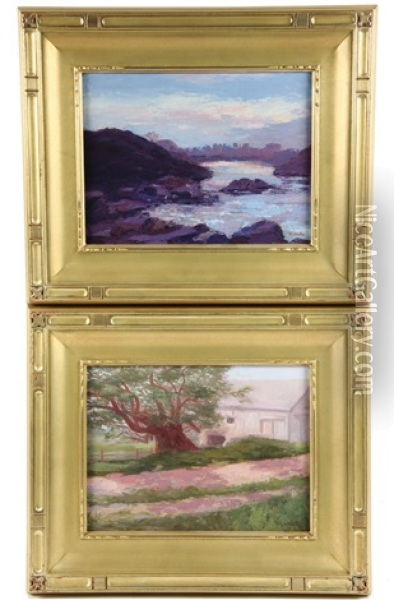 (2) Maine Views; 'old Willow Shore Road Oil Painting - Mary Horton Adriance