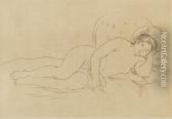 Femme Nue Couchee (tournee A Droite), 2e Planche Oil Painting - Pierre Auguste Renoir