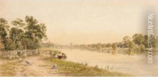 Henley On Thames, Pengbourne Oil Painting - Charles Horwell Woodman