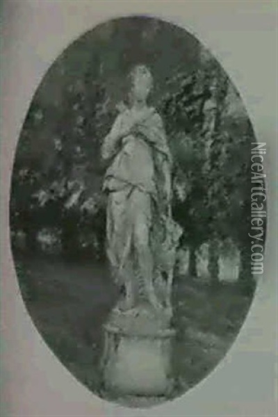 A Statue Of Diana In The Garden Of Versailles Oil Painting - Walter Gay