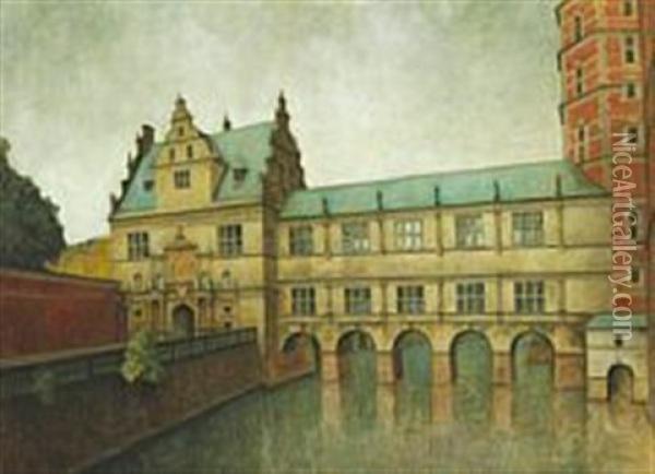 Audienshuset And Longangen At Frederiksborg Slot Oil Painting - Svend Hammershoi