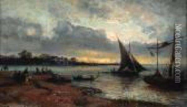 View Of The Rivernile Oil Painting - Pierre-Henri-Theodore Tetar van Elven
