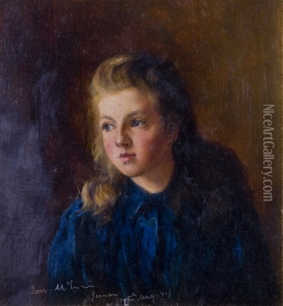Portrait Young Girl, Fernan Oil Painting - Tom Mcewan