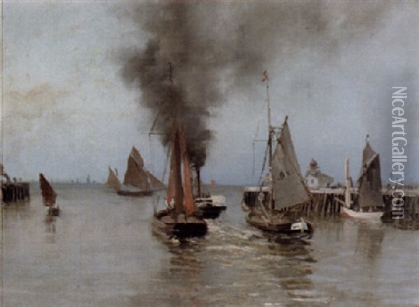 Kustlandskap Med Segelfartyg Oil Painting - Herman Gustav af Sillen