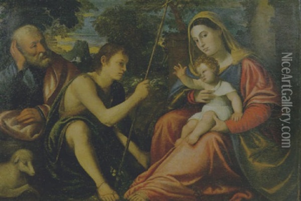 La Sacra Famiglia E S. Giovannino Oil Painting - Polidoro da Lanciano
