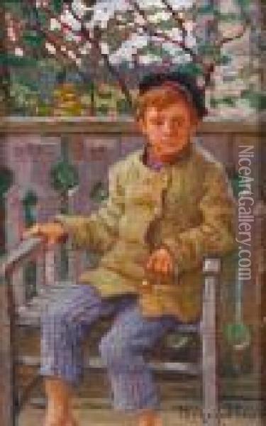 Little Boy On A Chair Oil Painting - Nikolai Petrovich Bogdanov-Belsky