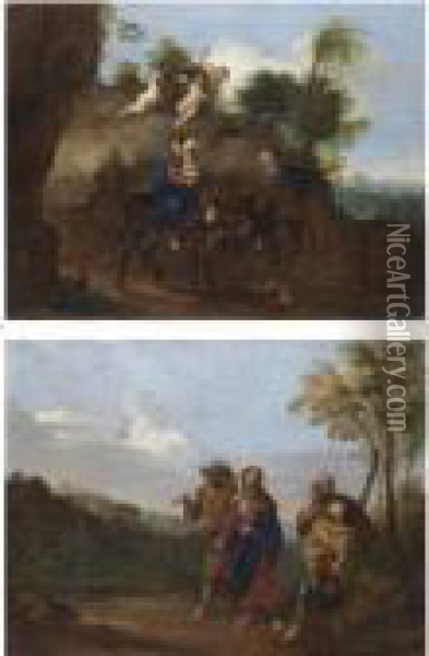La Fuga In Egitto; Cristo Sulla Strada Di Emmaus Oil Painting - Jan Miel
