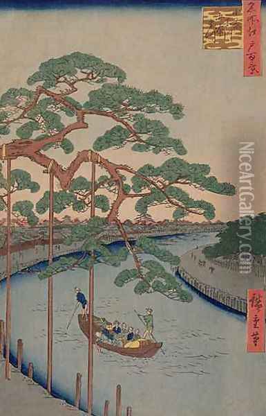 The Five Pines of the Konagi River from 100 views of Edo Oil Painting - Utagawa or Ando Hiroshige