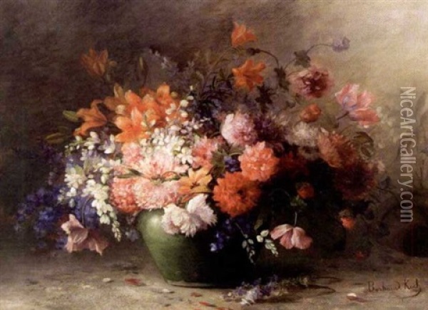 Fleurs De Printemps Dans Un Vase Oil Painting - Marthe Elizabeth Barbaud-Kock