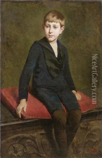 Portrait Eines Sitzenden Knaben Oil Painting - Uberto dell' Orto