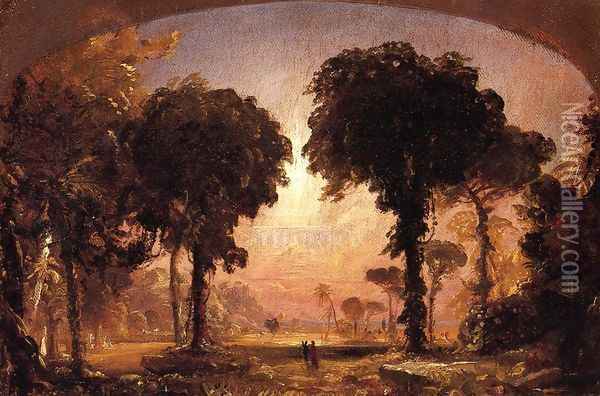 Ideal Landscape: Homage to Thomas Cole Oil Painting - Jasper Francis Cropsey