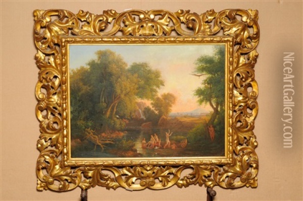 Classical Landscape With Mythological Figures In The Foreground Oil Painting - Andras Marko
