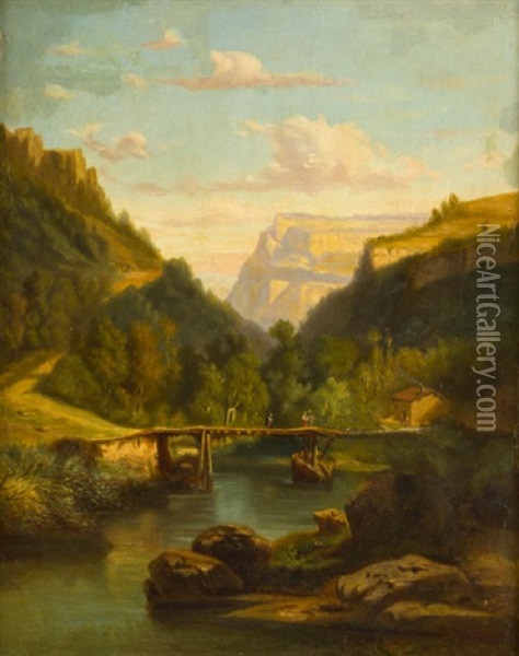 Krajina S Mostem Oil Painting - Edouard Boehm