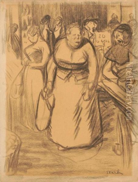 Femmes Sur Le Marche Oil Painting - Theophile Alexandre Steinlen