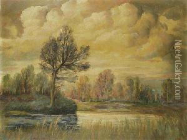 A Landscapewith A Water Surface Oil Painting - Viktor Rolin
