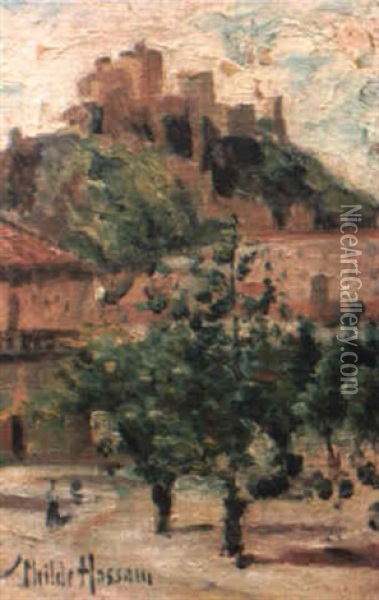 Castle Of Don Dinez, Luria, Portugal Oil Painting - Childe Hassam