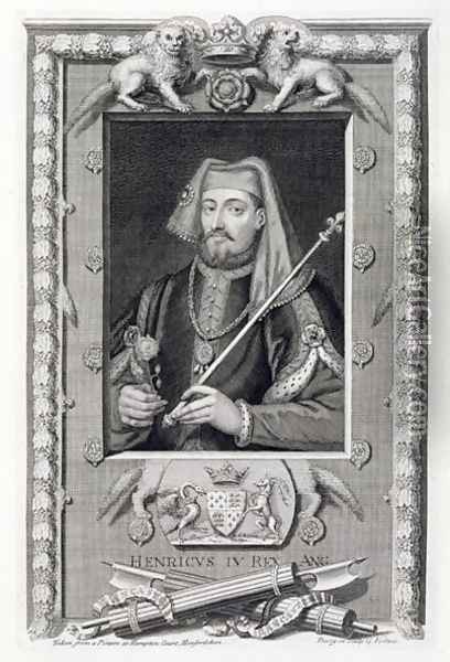 Henry IV 1367-1413 King of England from 1399, after a painting in Hampton Court, engraved by the artist Oil Painting - George Vertue