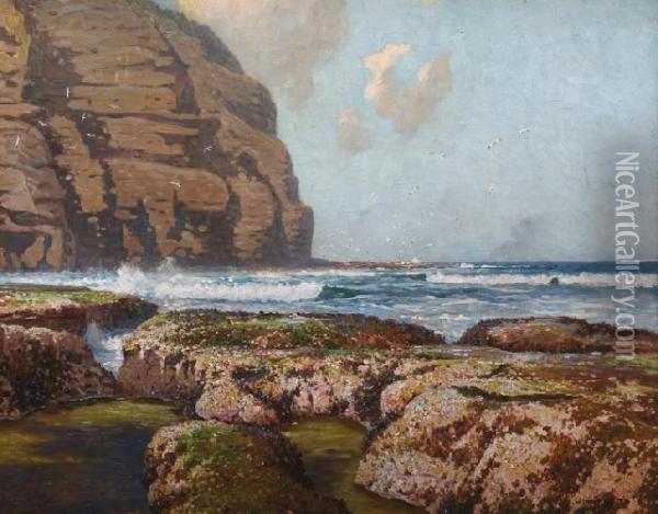 Rocky Coastline Oil Painting - William Lister Lister